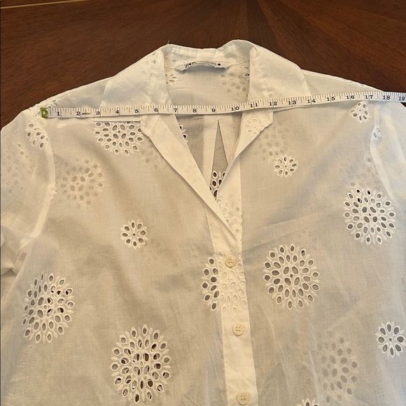 ZARA White Eyelet Blouse & Shorts Set Embroidered Summer Outfit - Picture 9 of 15